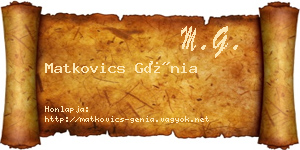 Matkovics Génia névjegykártya